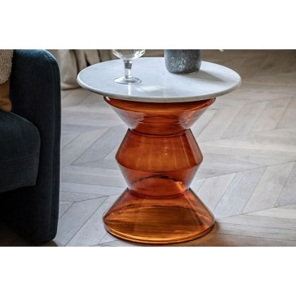 Gallery Direct Turin Orange Glass and Marble Top Side Table