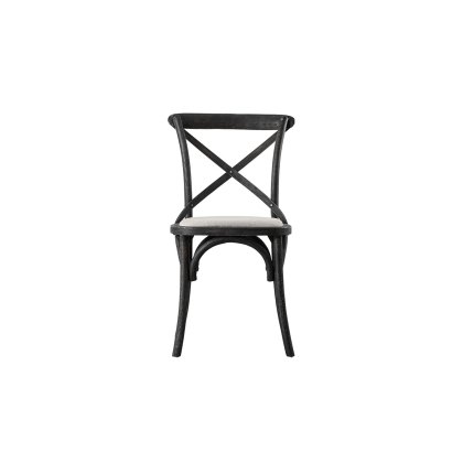 Gallery Direct Set of 2 Cafe Black Oak Dining Chairs with Linen Seat