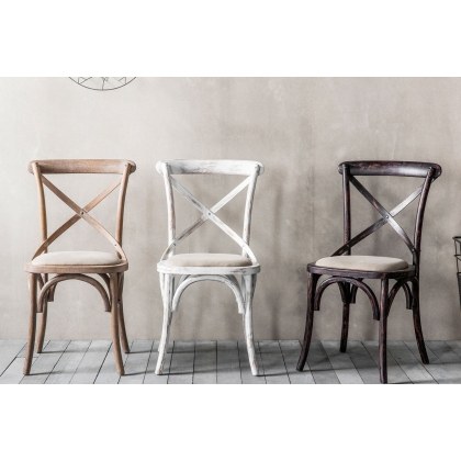 Gallery Direct Set of 2 Cafe Black Oak Dining Chairs with Linen Seat