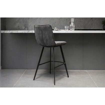 Gallery Direct Set of 2 Palmer Bar Stools in Grey Leather