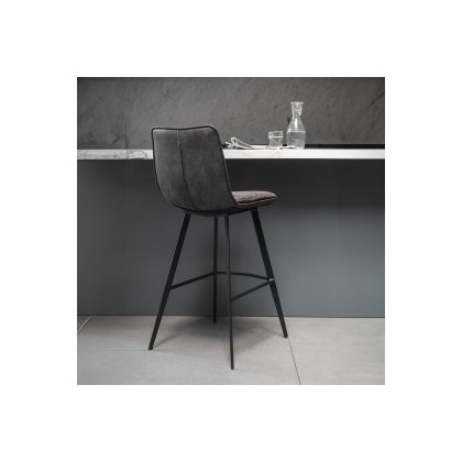 Gallery Direct Set of 2 Palmer Bar Stools in Grey Leather