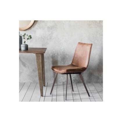 Gallery Direct Set of 2 Hinks Dining Chairs in Brown Leather Gallery Direct Set of 2 Hinks Dining Chairs in Brown Leather