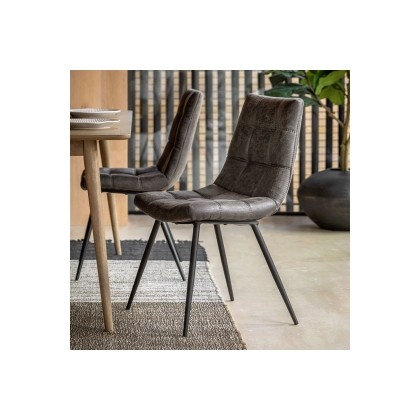 Gallery Direct Set of 2 Darwin Dining Chairs in Grey Leather