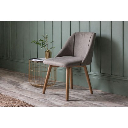 Gallery Direct Set of 2 Elliot Fabric Dining Chairs in Slate Grey Linen