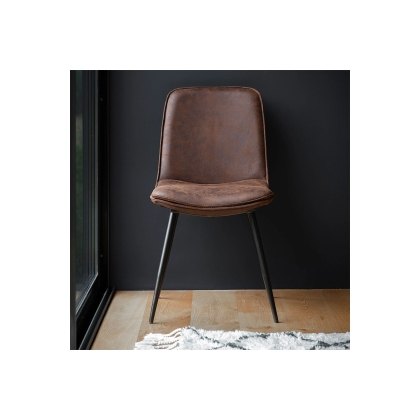 Gallery Direct Set of 2 Newton Dining Chairs in Brown Leather Gallery Direct Set of 2 Newton Dining Chairs in Brown Leather