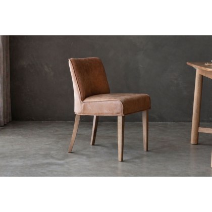 Gallery Direct Set of 2 Tarnby Dining Chairs in Tan Brown Leather