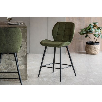 Gallery Direct Set of 2 Manford Fabric Bar Stools in Bottle Green