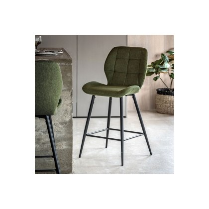 Gallery Direct Set of 2 Manford Fabric Bar Stools in Bottle Green