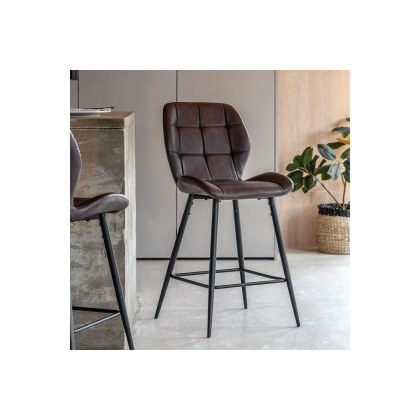 Gallery Direct Set of 2 Manford Leather Bar Stools in Brown