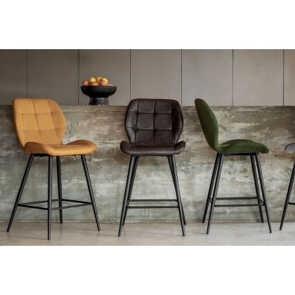 Gallery Direct Set of 2 Manford Leather Bar Stools in Brown