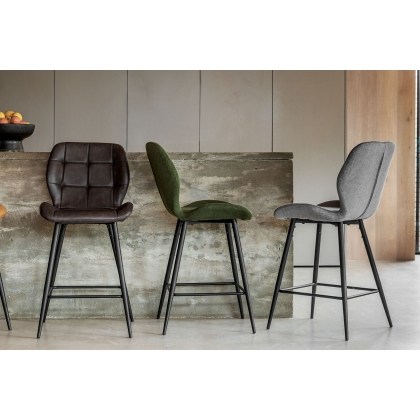 Gallery Direct Set of 2 Manford Fabric Bar Stools in Light Grey