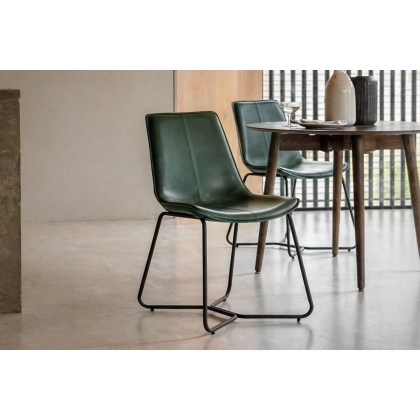 Gallery Direct Set of 2 Hawking Dining Chairs in Green PU Leather