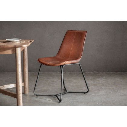 Gallery Direct Set of 2 Hawking Dining Chairs in Brown PU Leather