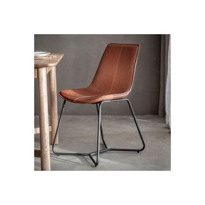 Gallery Direct Set of 2 Hawking Dining Chairs in Brown PU Leather
