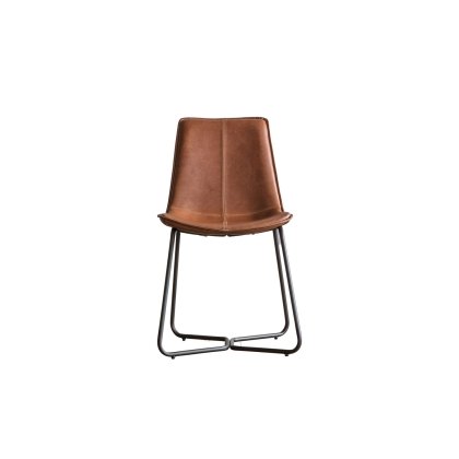 Gallery Direct Set of 2 Hawking Dining Chairs in Brown PU Leather