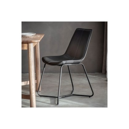 Gallery Direct Set of 2 Hawking Dining Chairs in Charcoal PU Leather