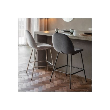 Gallery Direct Set of 2 Flanagan Bar Stools in Grey Velvet