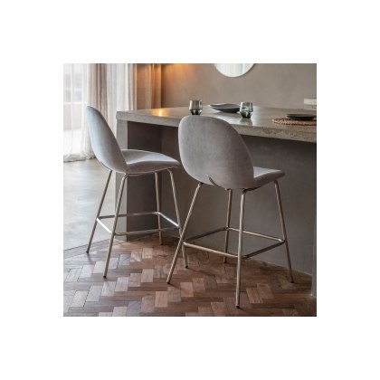 Gallery Direct Set of 2 Flanagan Bar Stools in Dark Grey Velvet