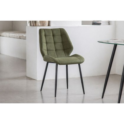 Gallery Direct Set of 2 Manford Fabric Dining Chairs in Bottle Green