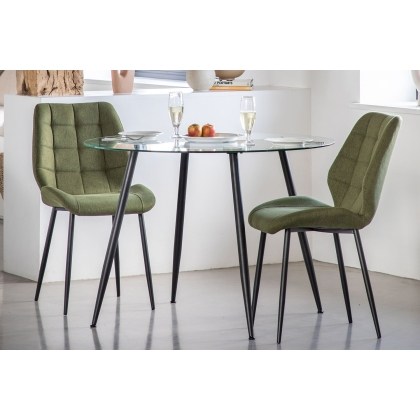 Gallery Direct Set of 2 Manford Fabric Dining Chairs in Bottle Green Gallery Direct Set of 2 Manford Fabric Dining Chairs in Bottle Green
