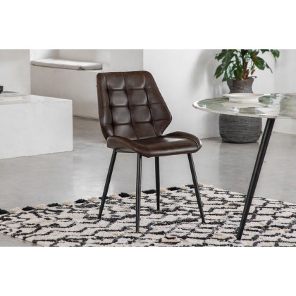 Gallery Direct Set of 2 Manford Leather Dining Chairs in Brown