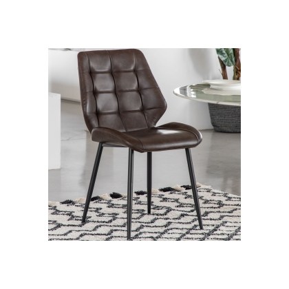 Gallery Direct Set of 2 Manford Leather Dining Chairs in Brown