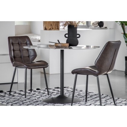 Gallery Direct Set of 2 Manford Leather Dining Chairs in Brown