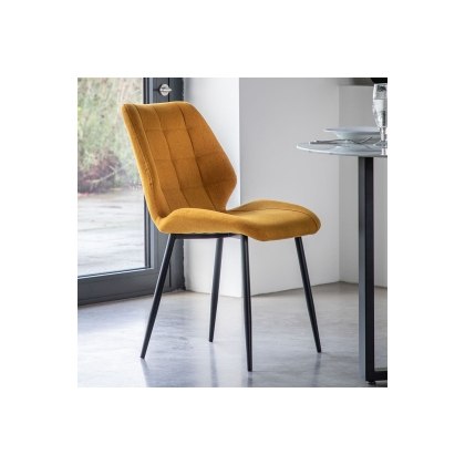 Gallery Direct Set of 2 Manford Fabric Dining Chairs in Saffron Gallery Direct Set of 2 Manford Fabric Dining Chairs in Saffron