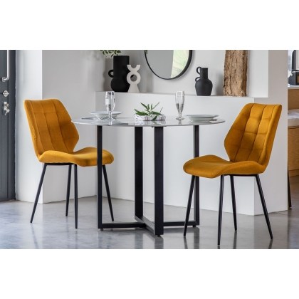 Gallery Direct Set of 2 Manford Fabric Dining Chairs in Saffron Gallery Direct Set of 2 Manford Fabric Dining Chairs in Saffron