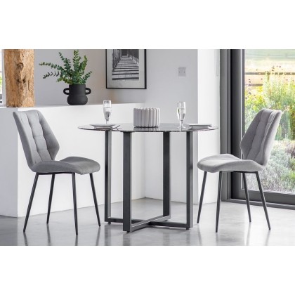 Gallery Direct Set of 2 Manford Fabric Dining Chairs in Light Grey Gallery Direct Set of 2 Manford Fabric Dining Chairs in Light Grey