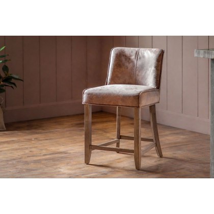 Gallery Direct Set of 2 Tarnby Bar Stools in Tan Brown Leather