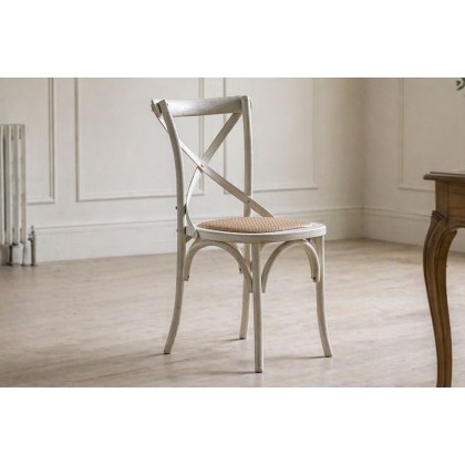 Gallery Direct Set of 2 Cafe White Oak Dining Chairs with Rattan Seat