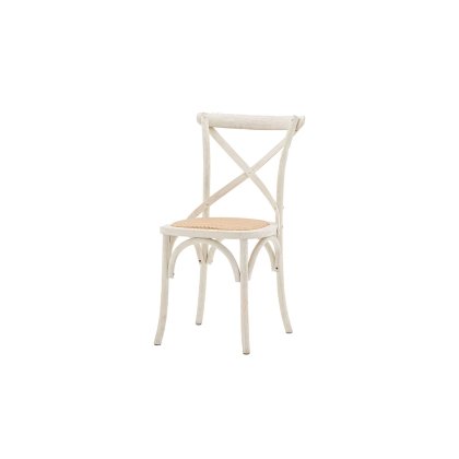 Gallery Direct Set of 2 Cafe White Oak Dining Chairs with Rattan Seat