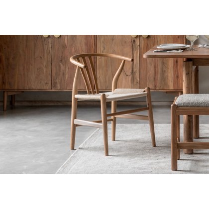 Gallery Direct Set of 2 Whitney Natural Elm Wishbone Back Dining Chairs with Woven Seat