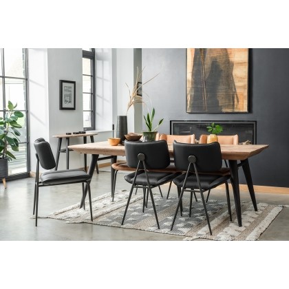 Franklin Reclaimed Wood 160-200cm Extending Dining Table Set & 4 Jack Black Dining Chairs