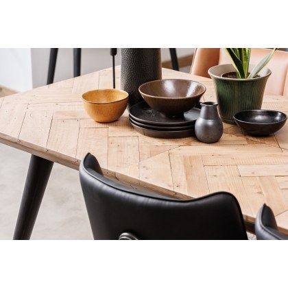 Franklin Reclaimed Wood 160-200cm Extending Dining Table Set & 4 Jack Black Dining Chairs