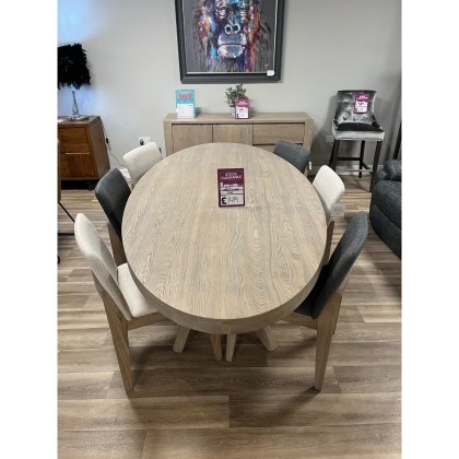 Ex-Display Redruth - Falun Smoked Oak Dining Table Set & 6 Chairs