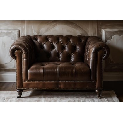 Buckingham Leather Chesterfield Club Chair in Vintage Cognac