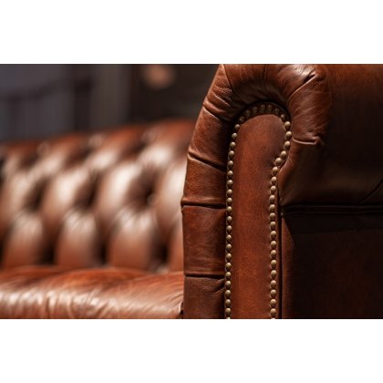 Buckingham Leather Chesterfield Wing Chair in Vintage Cognac