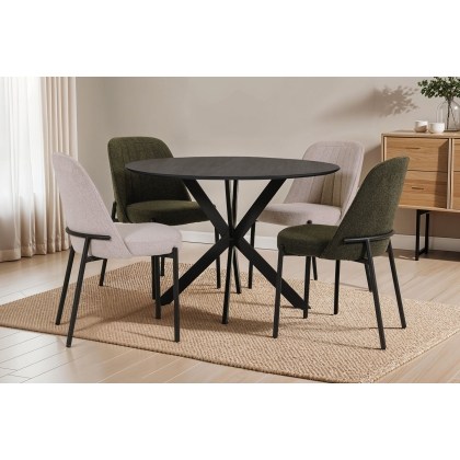 Sadie Industrial 110cm Round Dining Table in Smoke Finish Sadie Industrial 110cm Round Dining Table in Smoke Finish
