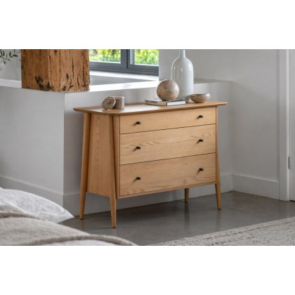 Gallery Direct Hatfield Natural Oak 3 Drawer Chest of Drawers