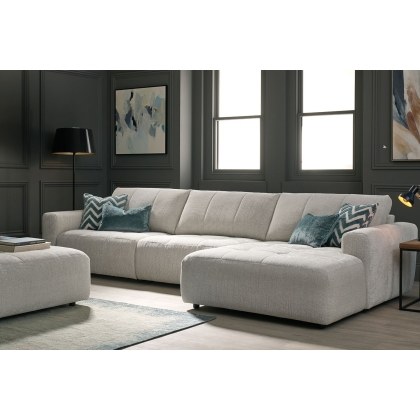 Opulent Fabric Large Modular Sofa with Chaise End Opulent Fabric Large Modular Sofa with Chaise End