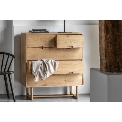 Gallery Direct Craft Natural Oak 5 Drawer Chest of Drawers