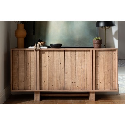 Oakley Reclaimed Wood Wide Sideboard in Rustic Buff Finish