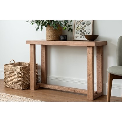 Oakley Reclaimed Wood Console Table in Rustic Buff Finish