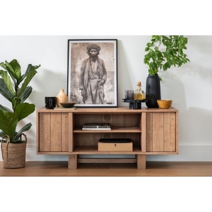 Oakley Reclaimed Wood TV Unit in Rustic Buff Finish