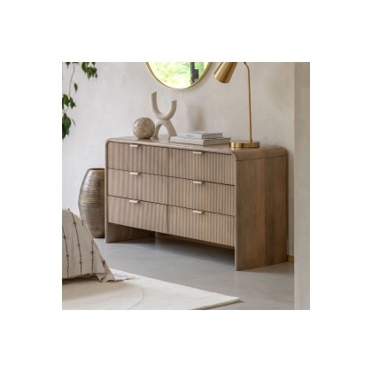 Gallery Direct Colonna Mango Wood 6 Drawer Chest of Drawers