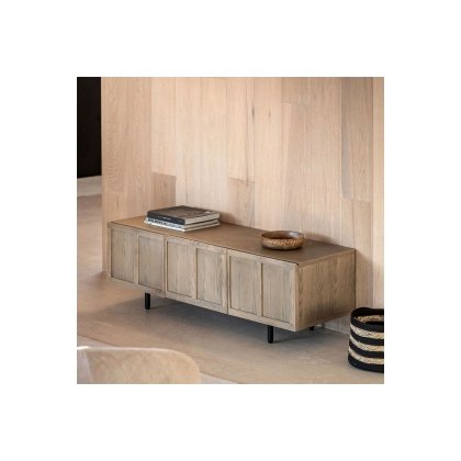 Gallery Direct Panelled Smoked Oak Media TV Unit