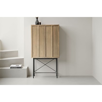 Gallery Direct Panelled Smoked Oak Cocktail Cabinet