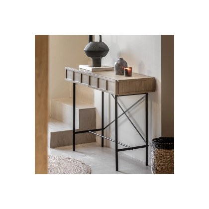 Gallery Direct Panelled Smoked Oak Console Table